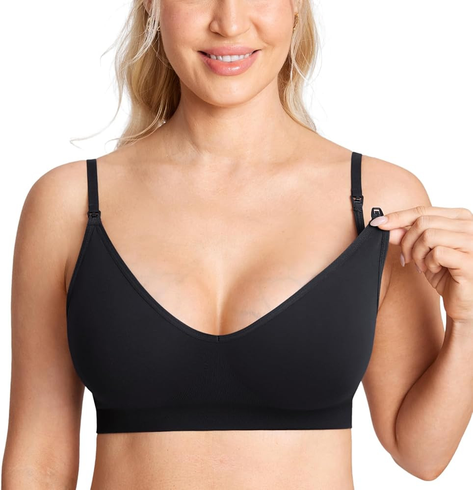 MOMANDA Sleep Nursing Bras for Breastfeeding Seamless Wirefree Maternity Bra V Neck Comfortable B... | Amazon (US)