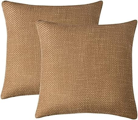 Throw Pillow Covers 18x18, Brown Faux Linen Modern Cushion Covers for Sofa Couch Bedroom Car Home De | Amazon (US)