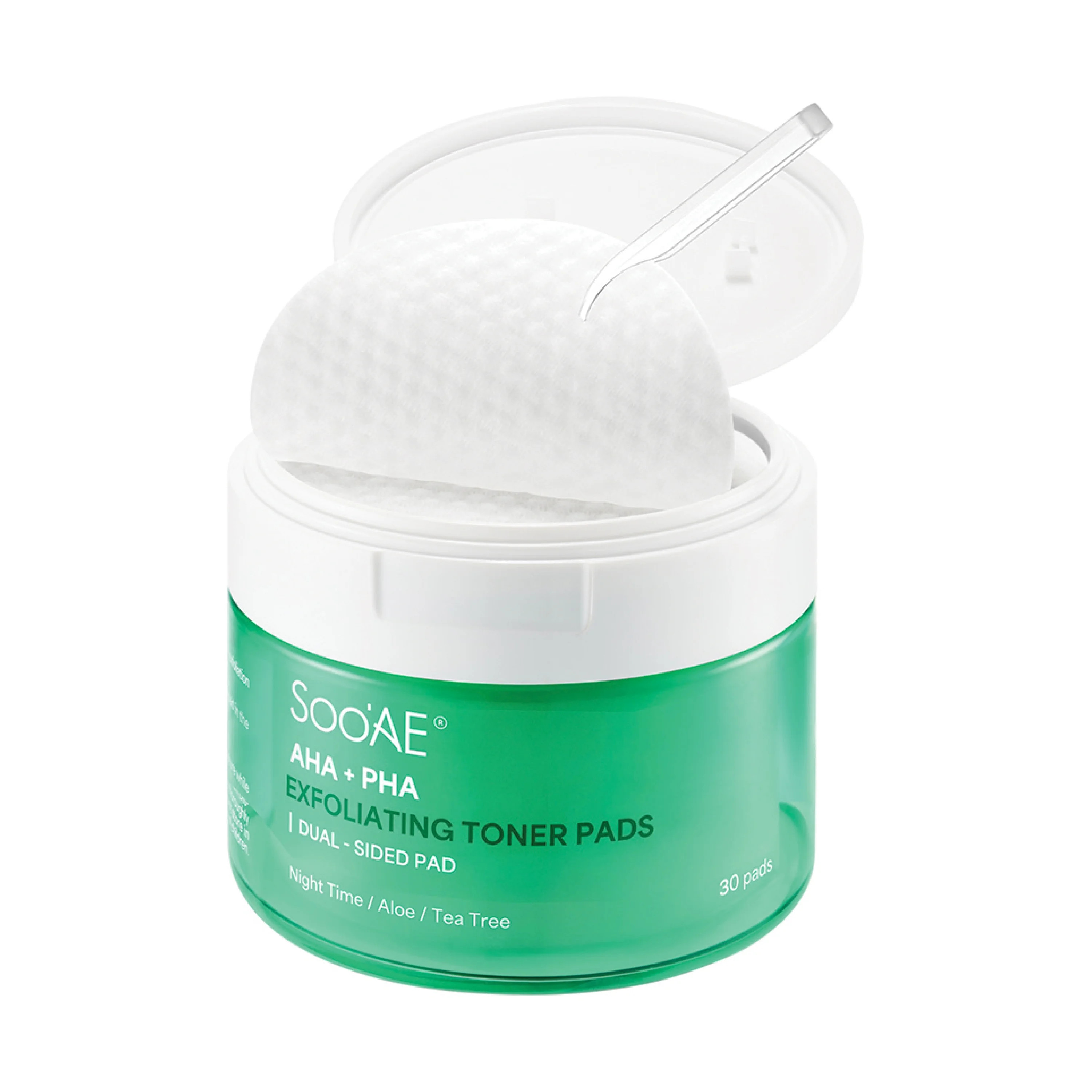 Soo'AE AHA + PHA Exfoliating Toner Pads with Tea Tree and Aloe, 30 Counts | Walmart (US)