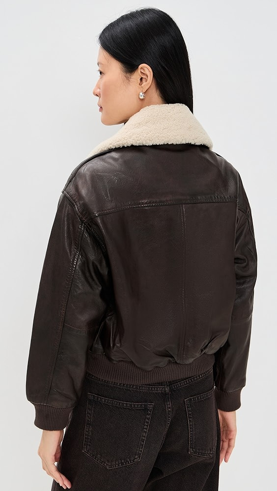 Lenoir Leather Cropped Bomber Jacket | Shopbop