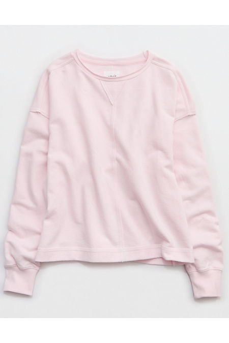Aerie Vacay Crew Sweatshirt Women's Pink Petal XXS | Aerie