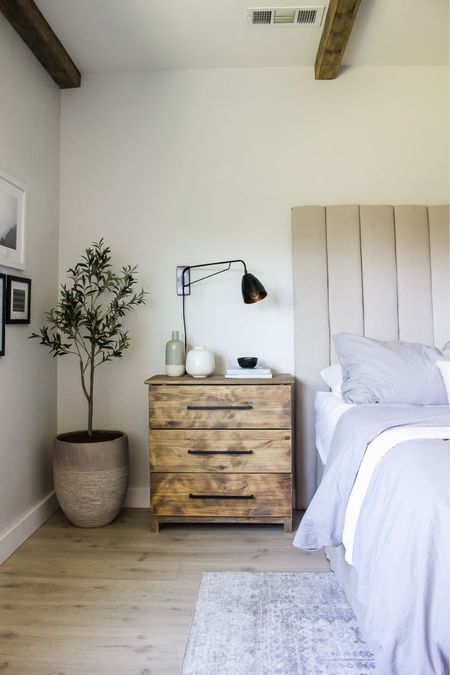 simple bedroom decor, neutral bedroom decor, channel headboard, tufted headboard, mcgee & co headboard dupe 

#LTKhome