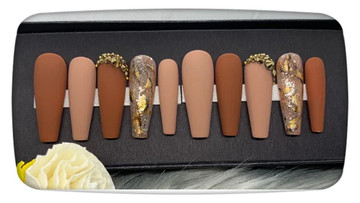 Click for more info about Handmade Nail Art Brown Matte Set  False Nails Press on Nails | Etsy