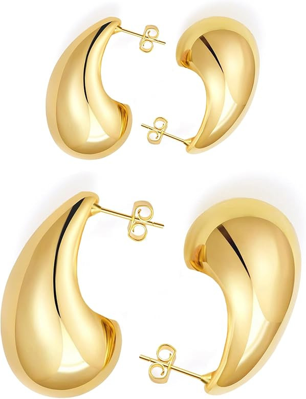 DEARMAY Gold Drop Hoop Earrings for Women Trendy, 14K Gold Plated Convertible Link Earrings for W... | Amazon (US)