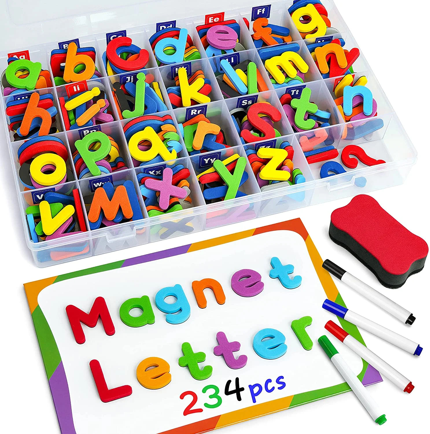 Coogam Magnetic Letters Set for 3 Years Old Kids- 234 Pcs Alphabet with Magnet Board Pen and Box | Walmart (US)