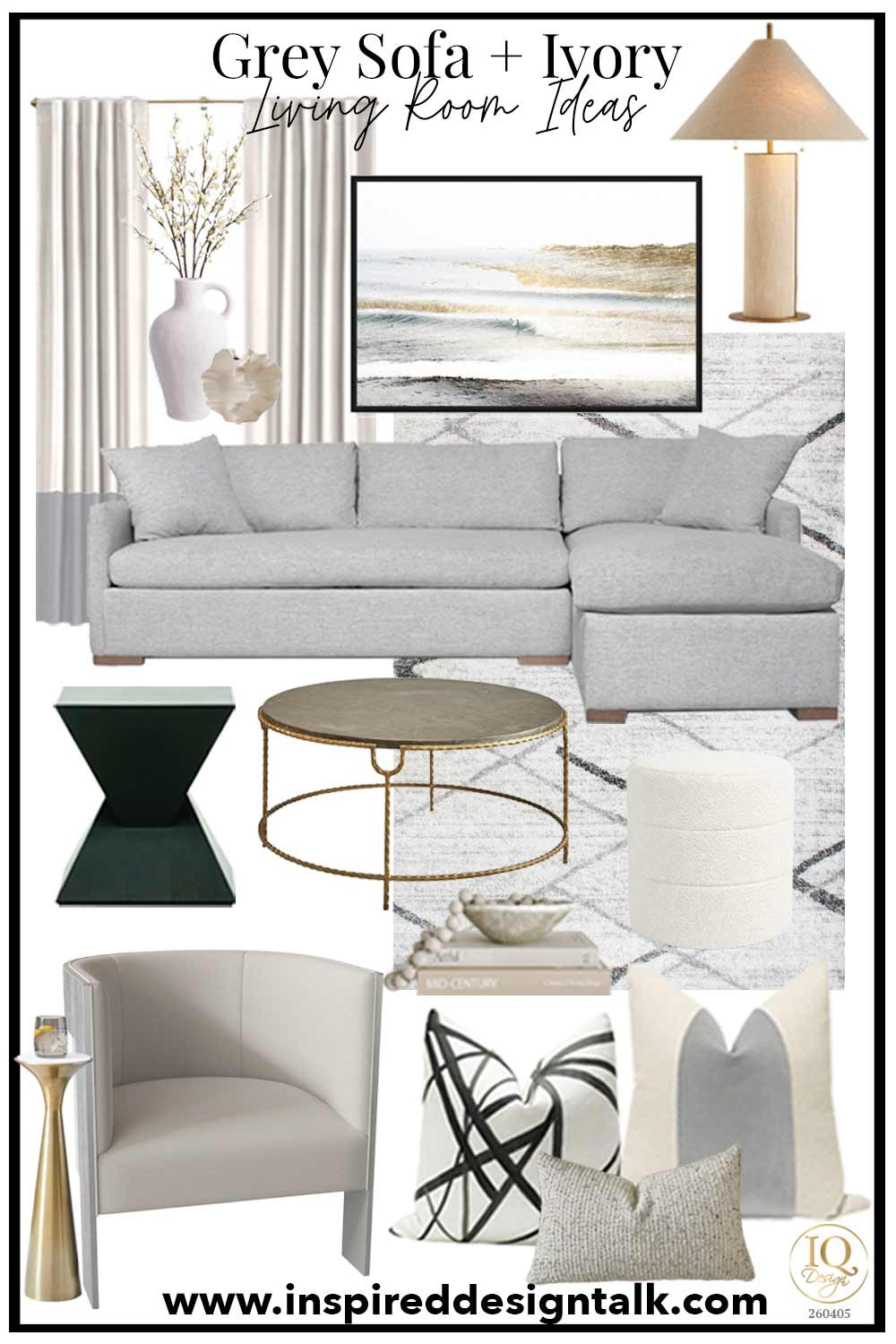 If you’re decorating around a grey sofa, this living room design shows exactly how to make it feel soft, elevated, and designer instead of cold or unfinished. This space mixes a neutral grey sectional with warm ivory tones, layered textures, soft curves, and subtle black accents for a timeless high-end look on a budget.

Shop this look to recreate a calm, elegant living room with:

• Grey sectional sofa (the perfect neutral foundation)
• Ivory accent chair for softness and balance
• Black sculptural side table for contrast and a modern designer touch
• Gold drink table for a luxe finishing detail
• Round coffee table with gold base for warmth and elegance
• Boucle ottomans for texture and extra seating
• Neutral ivory and grey throw pillows for layered softness
• Black and ivory abstract accent pillows for contrast and dimension
• Beige and ivory curtains to frame the room and add softness
• Oversized neutral coastal wall art to tie the palette together
• Table lamps with warm linen shades for soft ambient lighting
• Marble-inspired area rug to ground the room with subtle pattern
• Large indoor plant for life, color, and organic balance
• Decorative vase + coffee table styling pieces for that finished designer look

This grey sofa living room color scheme works beautifully if your space feels too flat, too cool, or lacks warmth. The ivory layers soften the grey instantly, while the black accents add just enough contrast to make the room feel polished and intentional.

Perfect for: grey sofa living room ideas, grey couch decor, ivory and grey living room ideas, neutral living room decor, modern organic living room, elegant living room design, cozy neutral living room, decorating with ivory accents, luxury neutral living room ideas, designer living room inspiration

👉 Shop all the pieces to recreate this look in your home


 

#LTKSeasonal #LTKOver40 #LTKHome