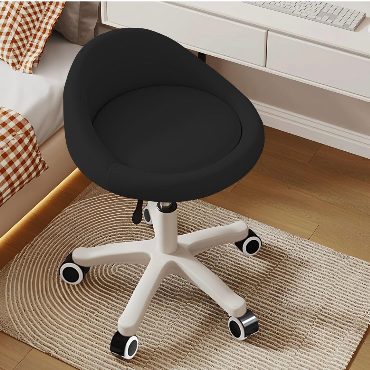 Rolling Stool – Ergonomic Swivel Seat, Adjustable Height, Ultra-Quiet Wheels, Padded PU Leather Cushion, for Salon, Office, Massage & Medical Use Black

#LTKKids #LTKHome