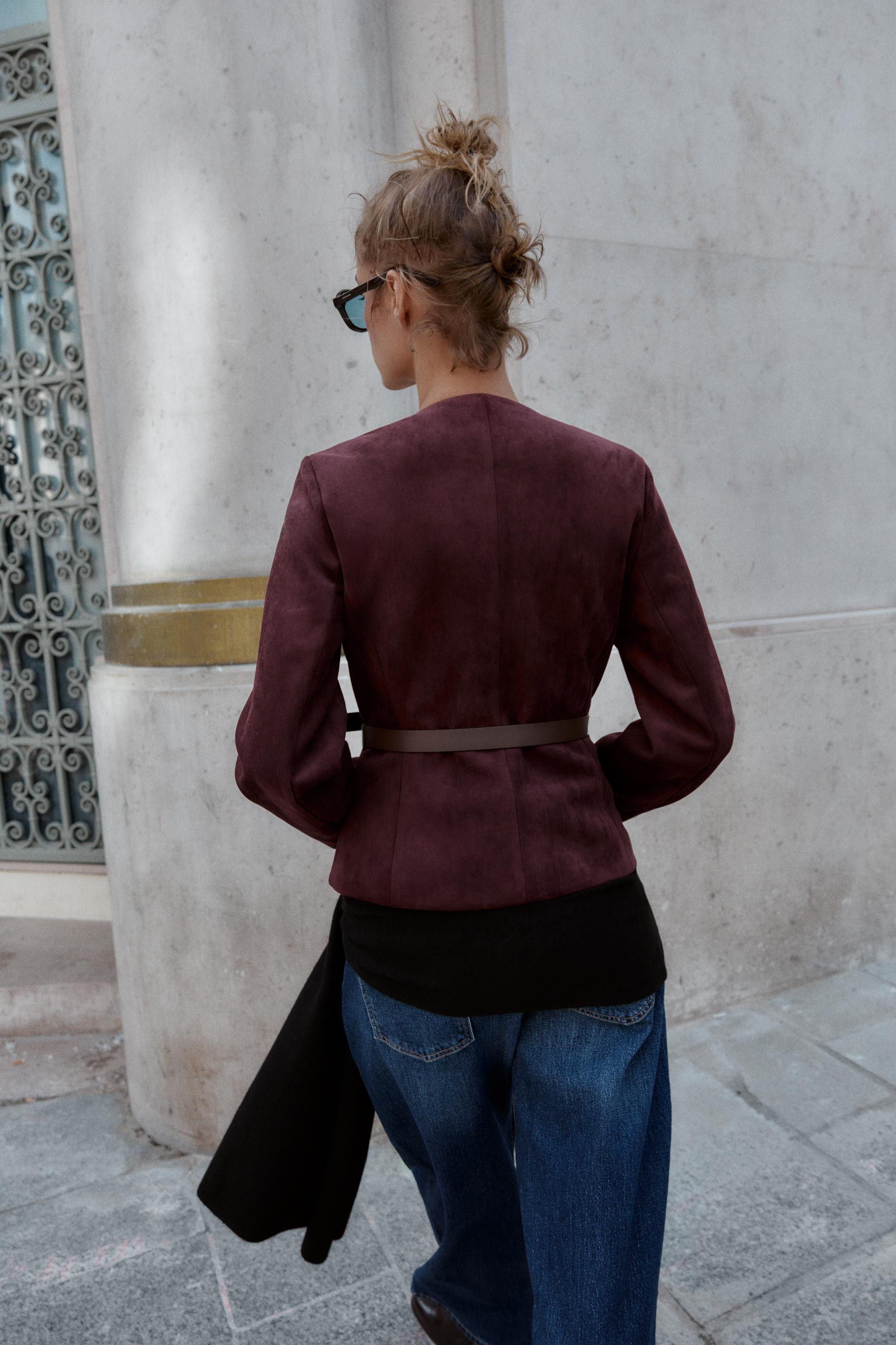 FAUX SUEDE BELTED BLAZER | Zara US