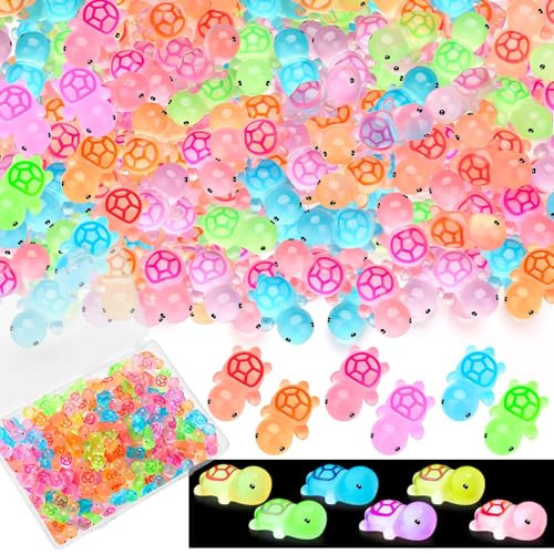 HFXXAD 60Pcs Luminous Mini Resin Turtles Sea Turtles Figurines Glow in The Dark - 6 Colors Mini Ocean Decoration for Garden Lawn and DIY Craft | Amazon (US)