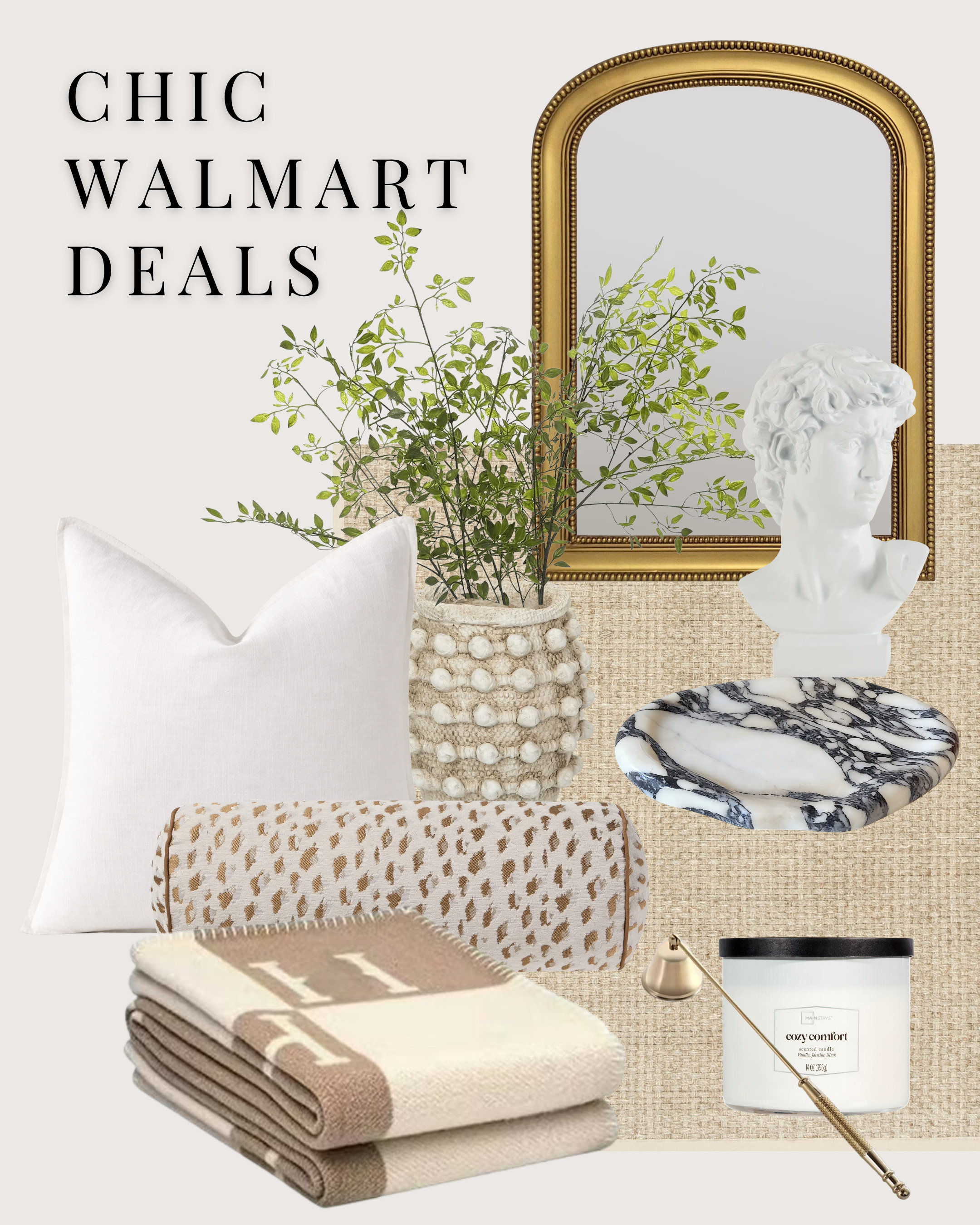 Walmart, but make it designer. ✨

These are the kinds of pieces that instantly elevate a space — textured neutrals, marble accents, warm gold tones, and classic silhouettes that feel far more expensive than they are.

From the arched mirror and sculptural bust to the woven planter, marble tray, and soft layered textiles, everything here is about creating that collected, high-end look without overspending.

If you know what to look for, you can build a space that feels intentional, timeless, and styled — even on a budget.

This is how you find the good pieces. ✨ 

 #LTKHome