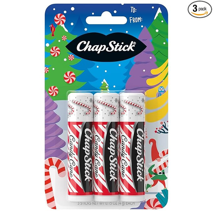 ChapStick Lip Balm, Candy Cane, 3-Count – Fresh & Minty Lip Moisturizer, Stocking Stuffer, 0.15... | Amazon (US)