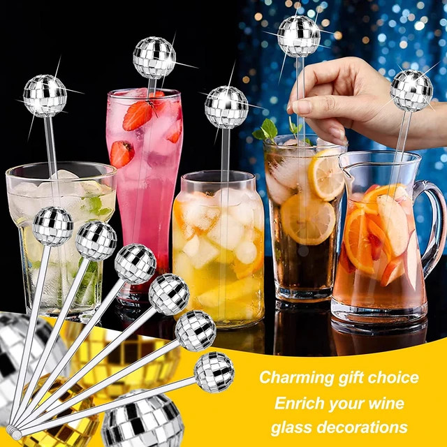 5/10/15Pcs Disco Balls Cocktail Stirrers Round Top Swizzle Sticks Mirror Ball Coffee Beverage Sti... | AliExpress (US)