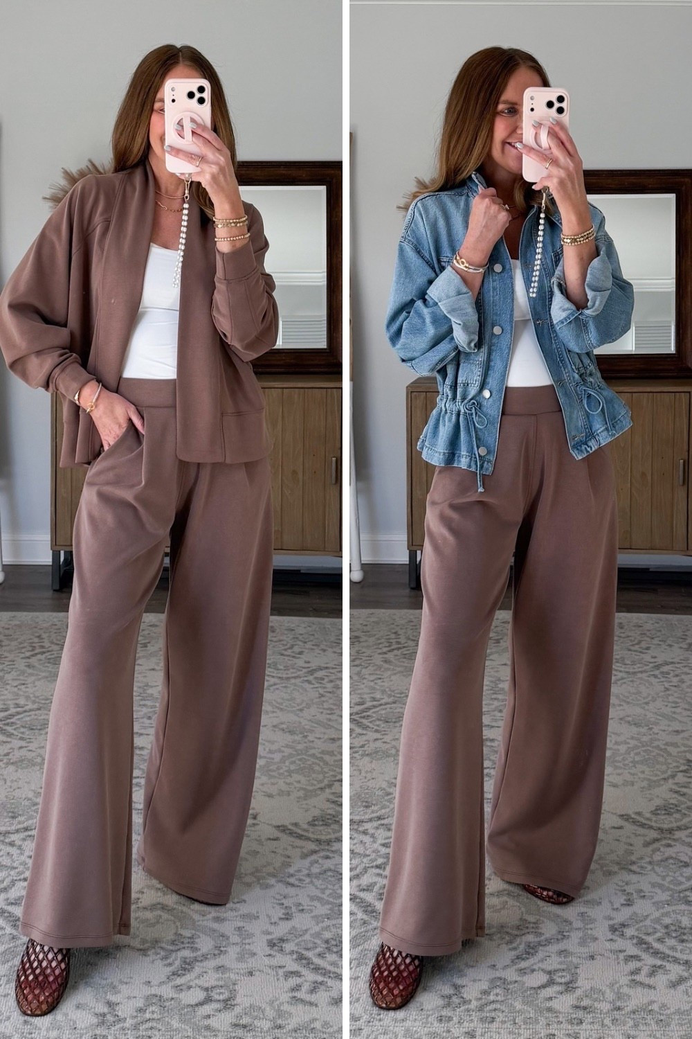 Swap your leggings for these super soft and comfy wide leg trousers that are nearly identical to the Lulu align wide leg pants. But these… Are better.🤌🏼 They have an ultra flattering and stretchy band at the waist, pockets, a flattering pleating detail, the same seam on the back as the Lulu aligns and this pair is 55% modal while the Lulu are over 80% polyester with no modal. They are also super versatile and can be styled for work, play, lounge, or travel.

chic and comfortable travel outfit, Amazon fashion find, leggings alternative, what to wear over 40, how to style, comfortable and flattering workwear, viral wide leg, pants, tall girl style



#LTKOver40 #LTKActive #LTKmomlife