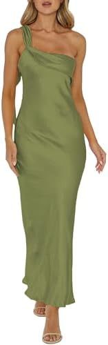 2026 Satin One Shoulder Formal Maxi Dress for Women Wedding Guest | Amazon (US)