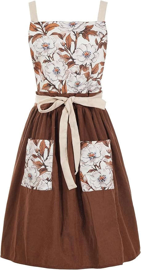 Vintage Pinafore Apron Dress for Women with Pockets Cute Floral Chef Aprons for Kitchen Cooking B... | Amazon (US)