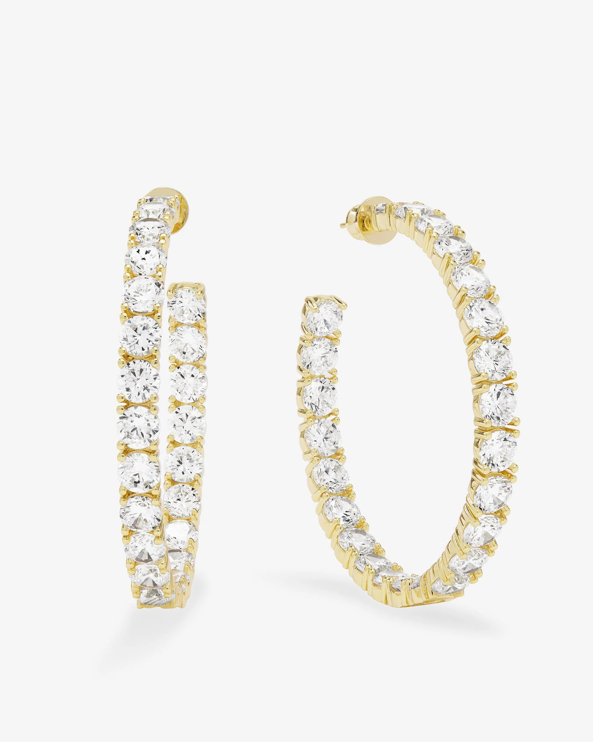 "Oh She Fancy" 2" Hoops: Bold 18k Gold & Simulated Diamonds | Melinda Maria Jewelry