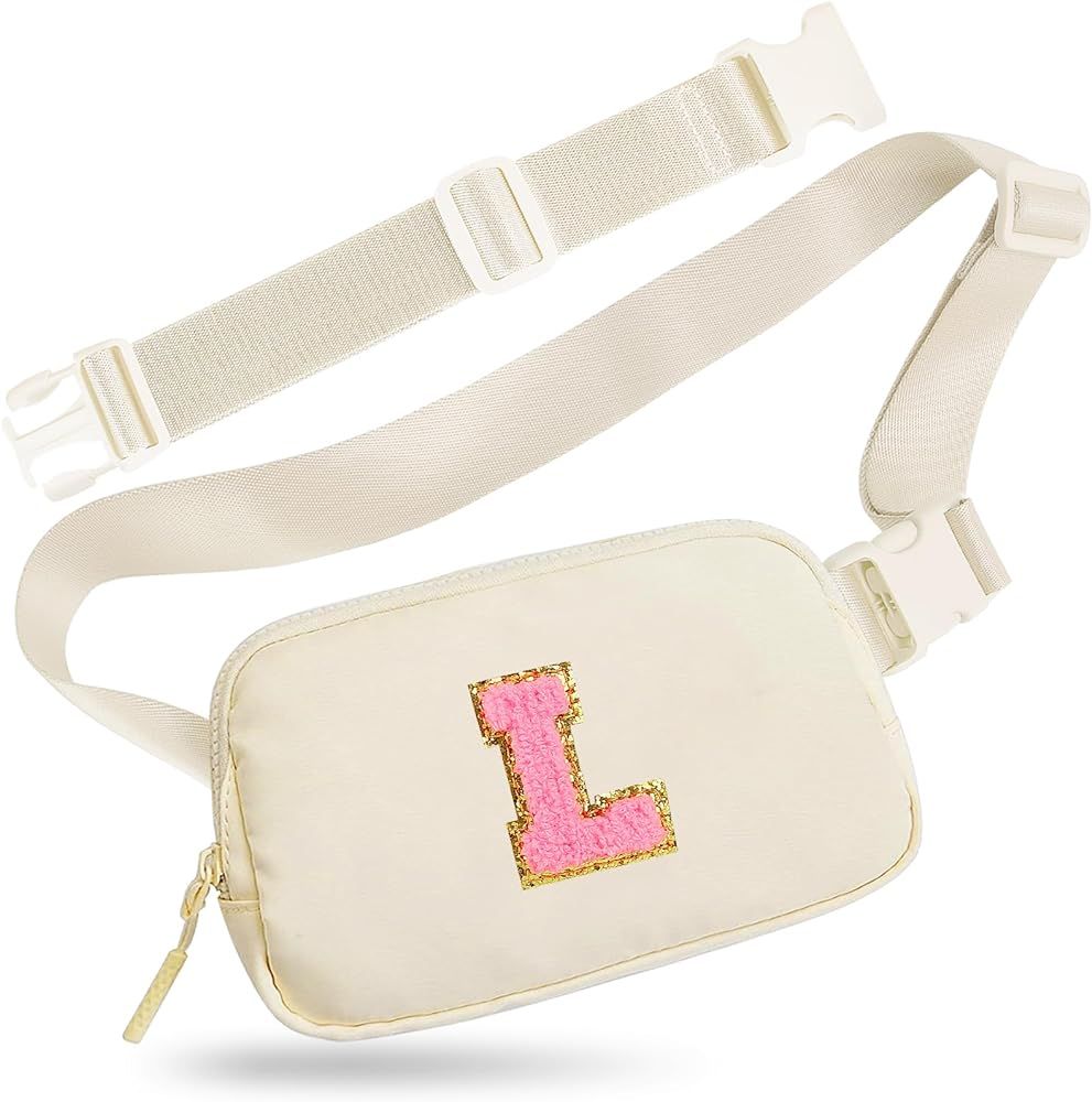 Titosha Fanny Pack for Kids Small Initial Waist Belt Bag with Initial Varsity Letter Patch and Ex... | Amazon (US)