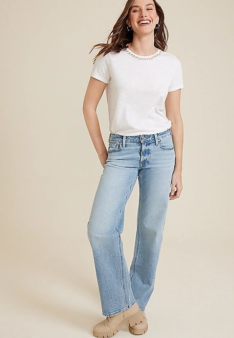edgely™ Mid Rise Relaxed Boyfriend Wide Leg Jean | Maurices