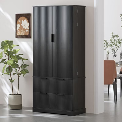 KWPZQEB 72" Storage Cabinets, Modern Kitchen Pantry Cabinet with 8 Hanging Shelves and 2 Large Drawer, Freestanding Cupboard for Living Room - Black | Target