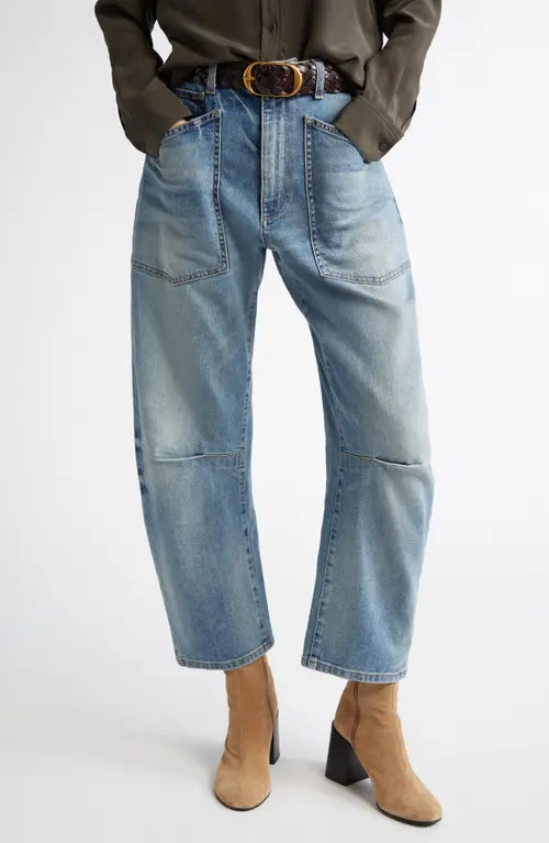 Nili Lotan Shon High Waist Barrel Leg Jeans in Summer Wash at Nordstrom, Size 27 | Nordstrom
