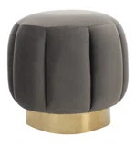 SafaviehCouture Skye 18.9" Wide Velvet Round Standard Ottoman | Wayfair North America
