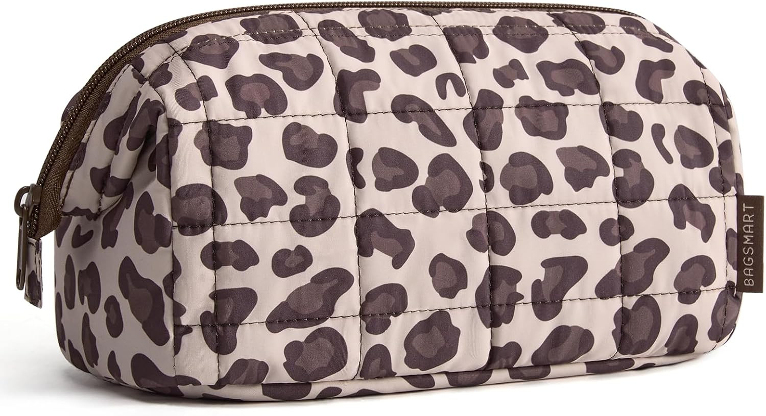 BAGSMART Makeup Bag Travel Toiletry Bag, Wide-open Zipper Pouch, Leopard | Amazon (US)