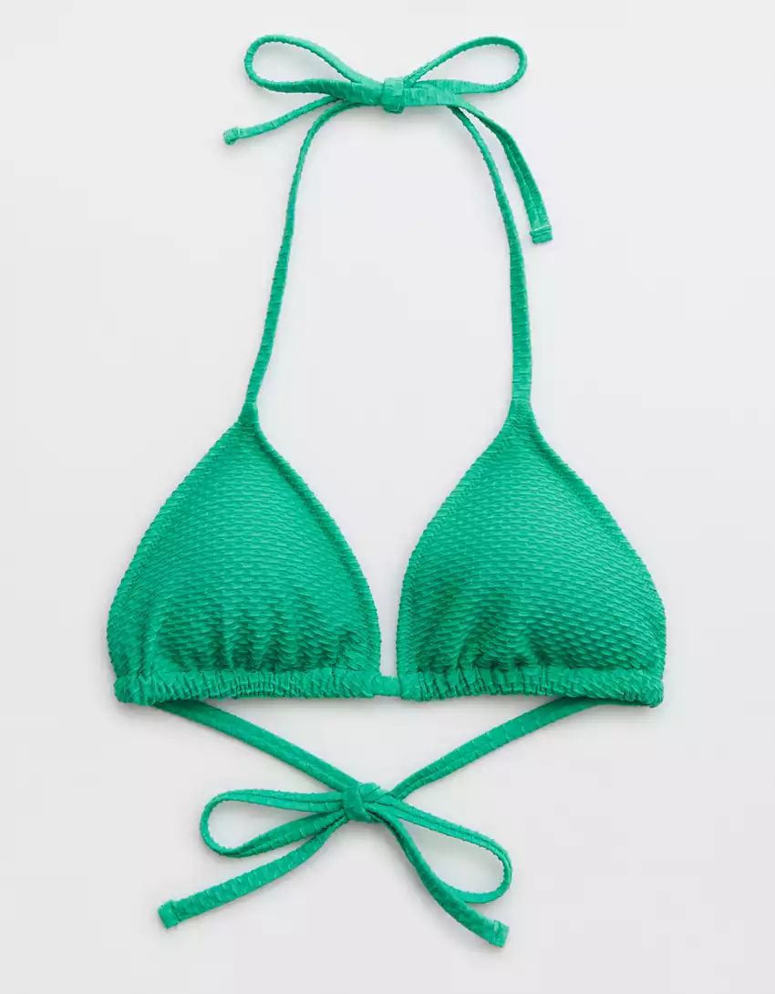 Aerie Jacquard String Triangle Bikini Top | Aerie