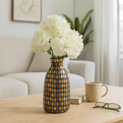 Glass Mosaic Vase - Contemporary Bronze and CopperDecorative Flower Vase - Glass Vase Table Centerpiece Decor for Home or Office | Target
