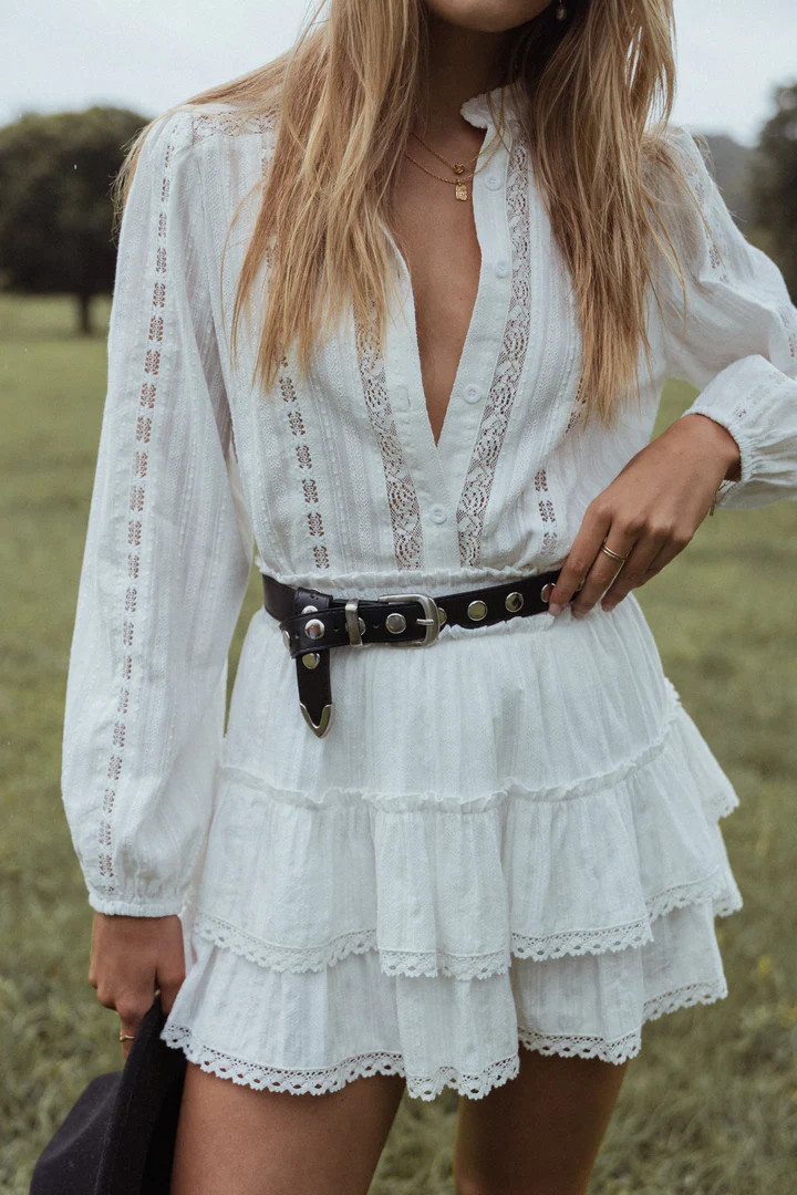 Nea Lace Detail Top - White | Petal & Pup (US)