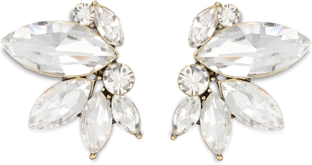 SWEETV Sparkly Rhinestone Stud Earrings for Women, Crystal Wedding Bridal Earrings for Brides,Clu... | Amazon (US)