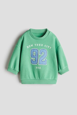 H & M - Motif-Detail Brushed-Inside Sweatshirt - Green | H&M (US + CA)