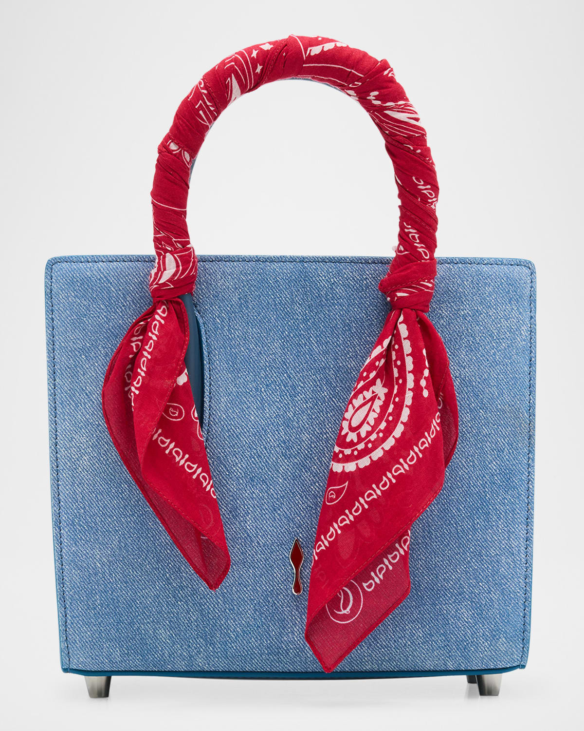 Paloma Mini Bandana Top-Handle Bag in Cotton Denim | Neiman Marcus