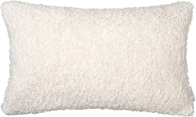 Off White Faux Fur Textured Sherpa Rectangle Cushion Cover, 30cm x 50cm - Poodle Inspired Boucle ... | Amazon (UK)