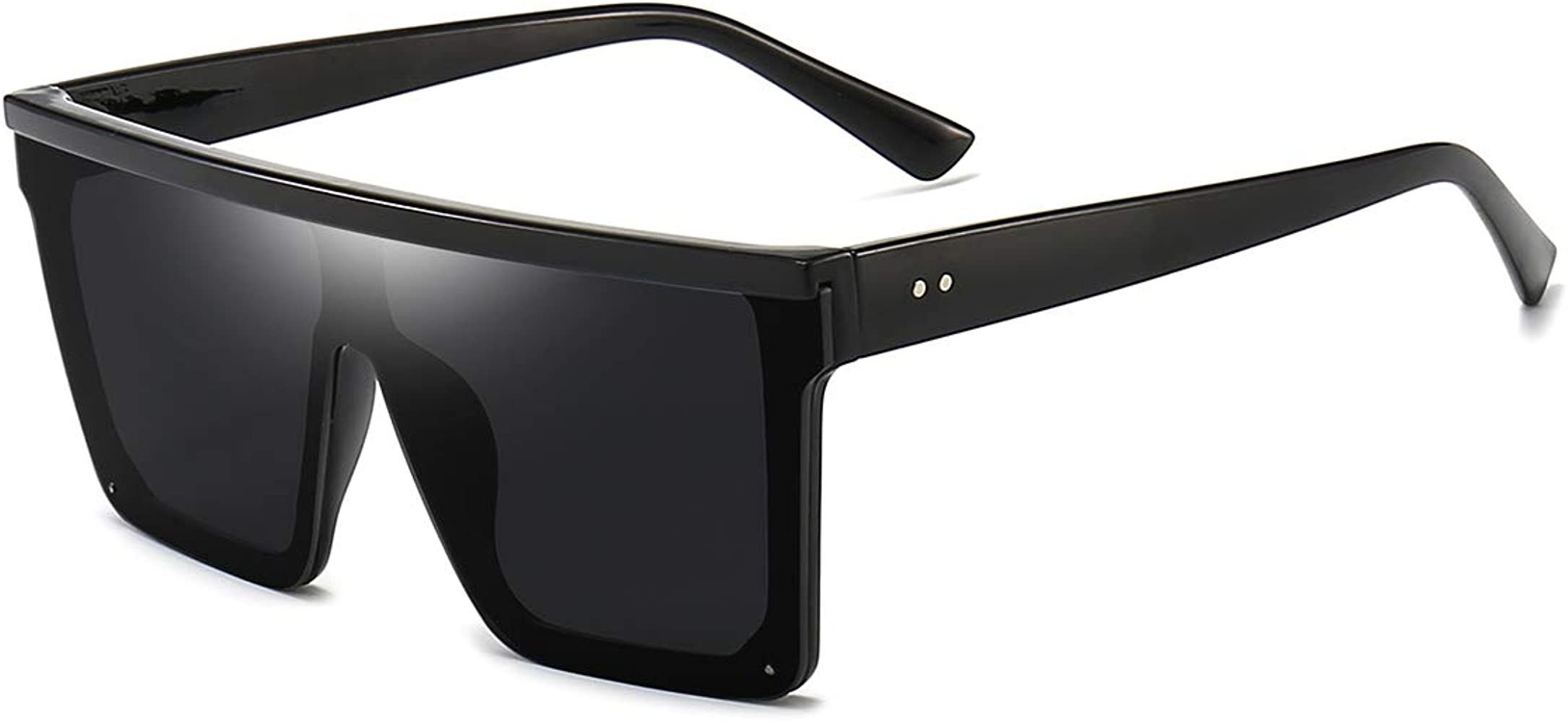 Amazon.com: Dollger Square Oversized Sunglasses for Women Men Trendy Fashion Flat Top Big Black F... | Amazon (US)