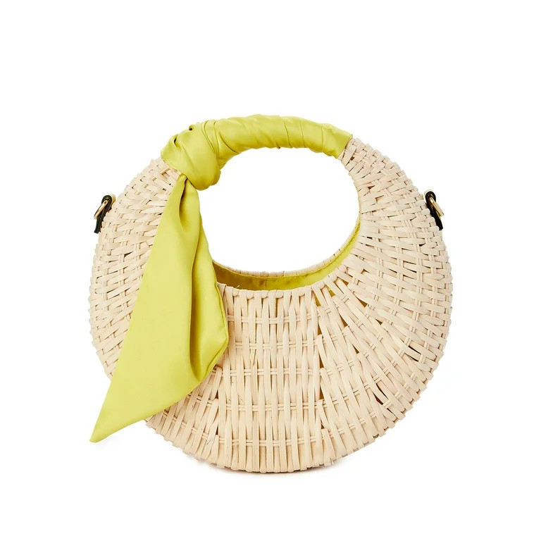 Scoop Women's Small Straw Crescent Crossbody Bag, Natural - Walmart.com | Walmart (US)