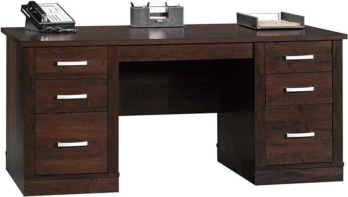 Sauder Office Port Executive Desk, L: 65.51" x W: 29.53" x H: 29.29", Dark Alder Finish | Amazon (US)