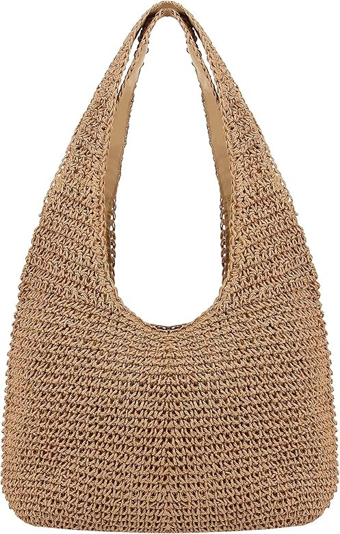 Naimo Women Straw Beach Shoulder Bag Woven Tote Handbag Large Handmade Weaving Summer Casual Hobo... | Amazon (US)