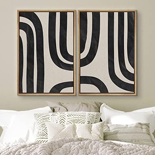 Ashbrook Framed Canvas Print Wall Art Black and Gray Geometric Spiral Display Abstract Shapes Illust | Amazon (US)