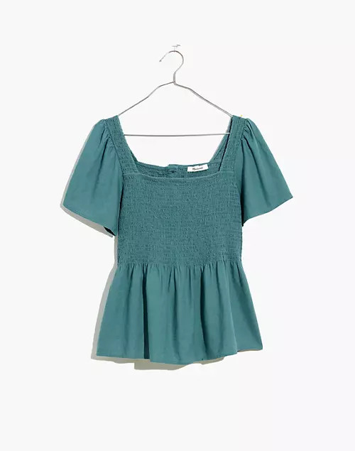 Linen-Blend Kate Smocked Top | Madewell
