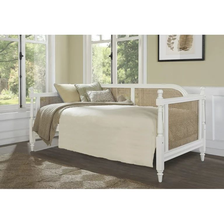 Desert Fields Melanie Wood and Cane Twin Daybed, White | Walmart (US)