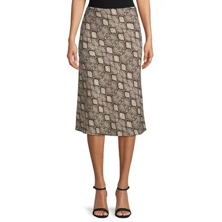 Women's Printed Midi Slip Skirt | Walmart (US)