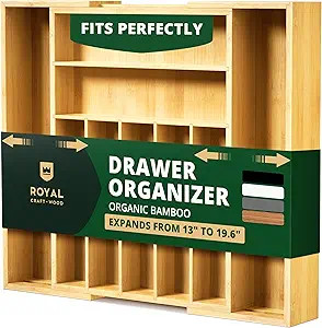 ROYAL CRAFT WOOD Luxury Bamboo Kitchen Drawer Organizer - Silverware Organizer, Utensil Holder & ... | Amazon (US)