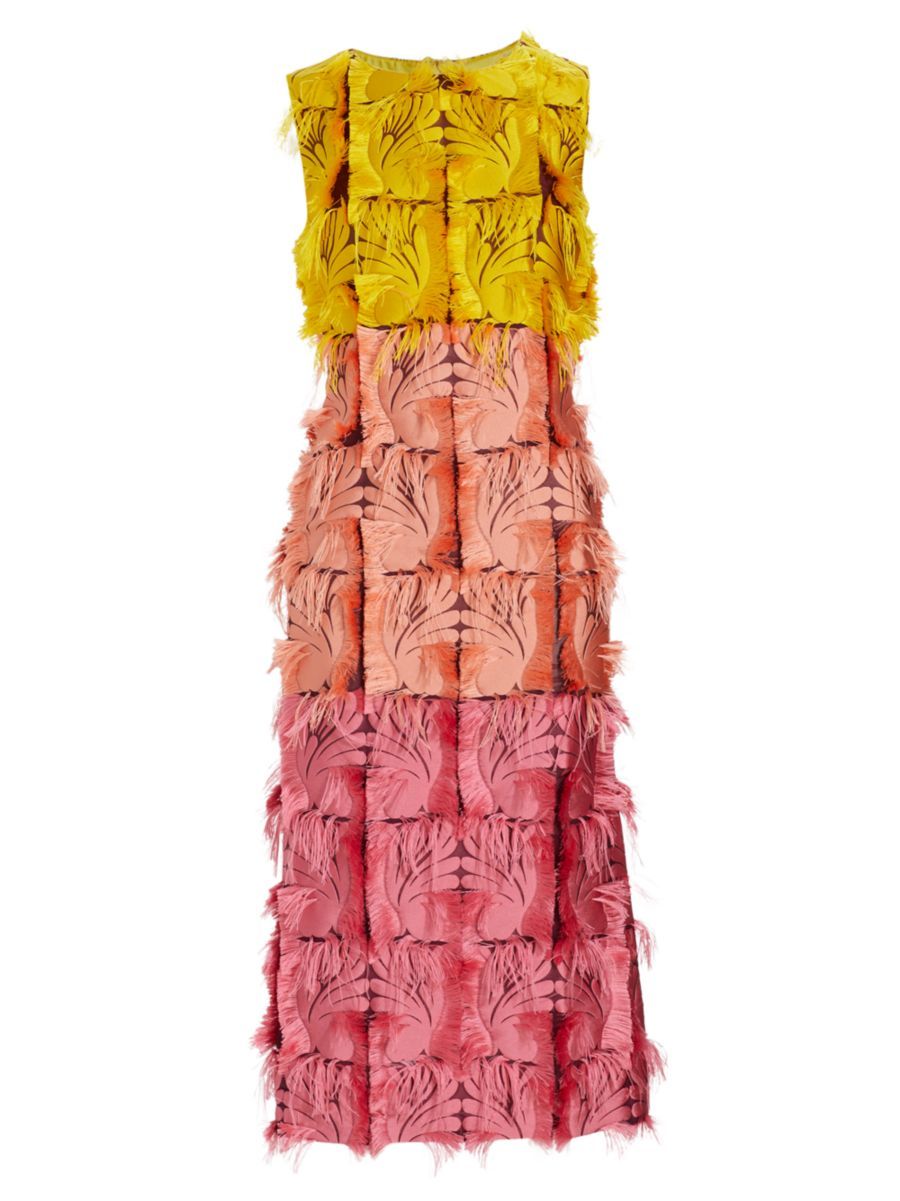 Ombré Patchwork Fringe Column Dress | Saks Fifth Avenue