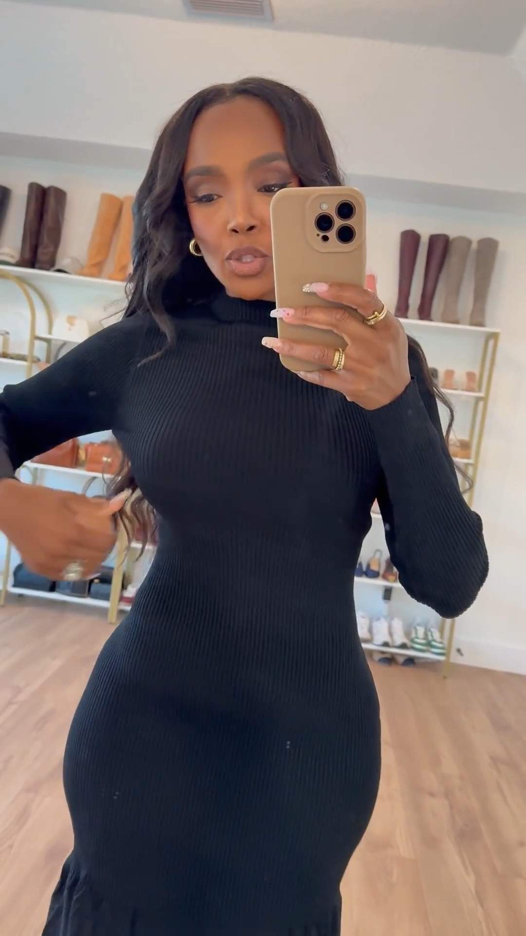 🖤 Effortless Black Dress Moment — simple, flattering, and endlessly wearable.

This sleek knit midi is one of those throw-on-and-go pieces that always looks polished. The soft stretch hugs in the right places while still feeling comfortable, making it perfect for dressing up or down. Add heels for dinner or boots and a jacket for everyday wear — either way, the cost per wear drops fast.

Perfect for:
• Date nights
• Dinner plans
• Everyday polished looks
• Easy capsule wardrobe styling

📏 Sizing:
Dress: Small  

Measurements:
5’4” · 138 lbs · 34D · 27” waist · 40” hips

A timeless staple you’ll reach for again and again — classic black, clean lines, and effortless styling that works season after season.

Tap to get details and save this look to recreate later.

Follow me on Instagram and YouTube @kirasfashionfinds