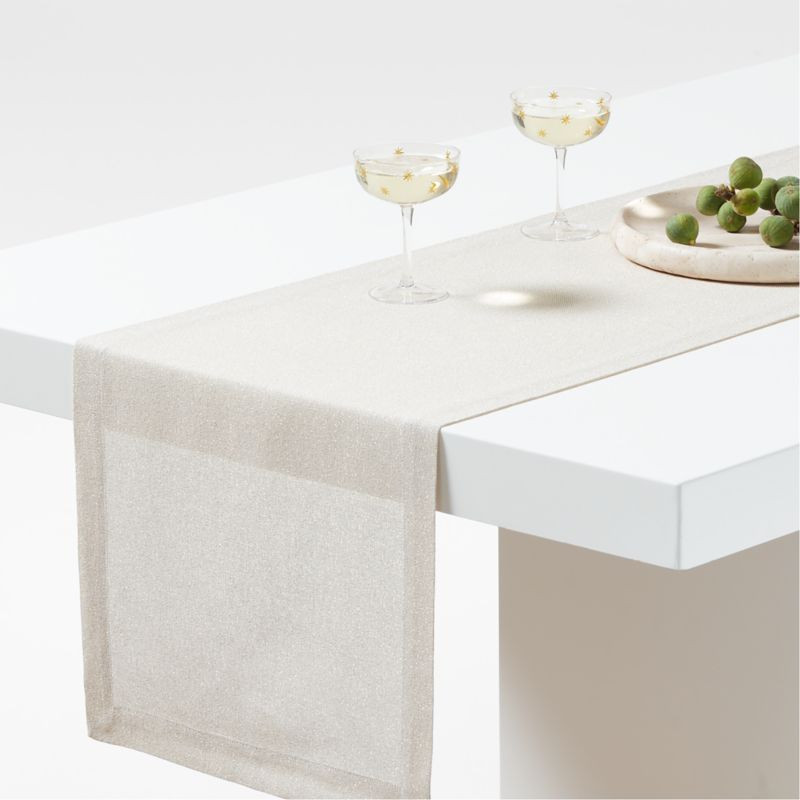 Marin 120" Gold Textured Table Runner + Reviews | Crate & Barrel | Crate & Barrel