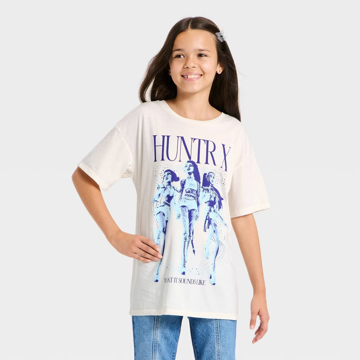 Girls' KPop Demon Hunters Huntrix Mantra Front and Back Graphic Short Sleeve T-Shirt - Ivory | Target