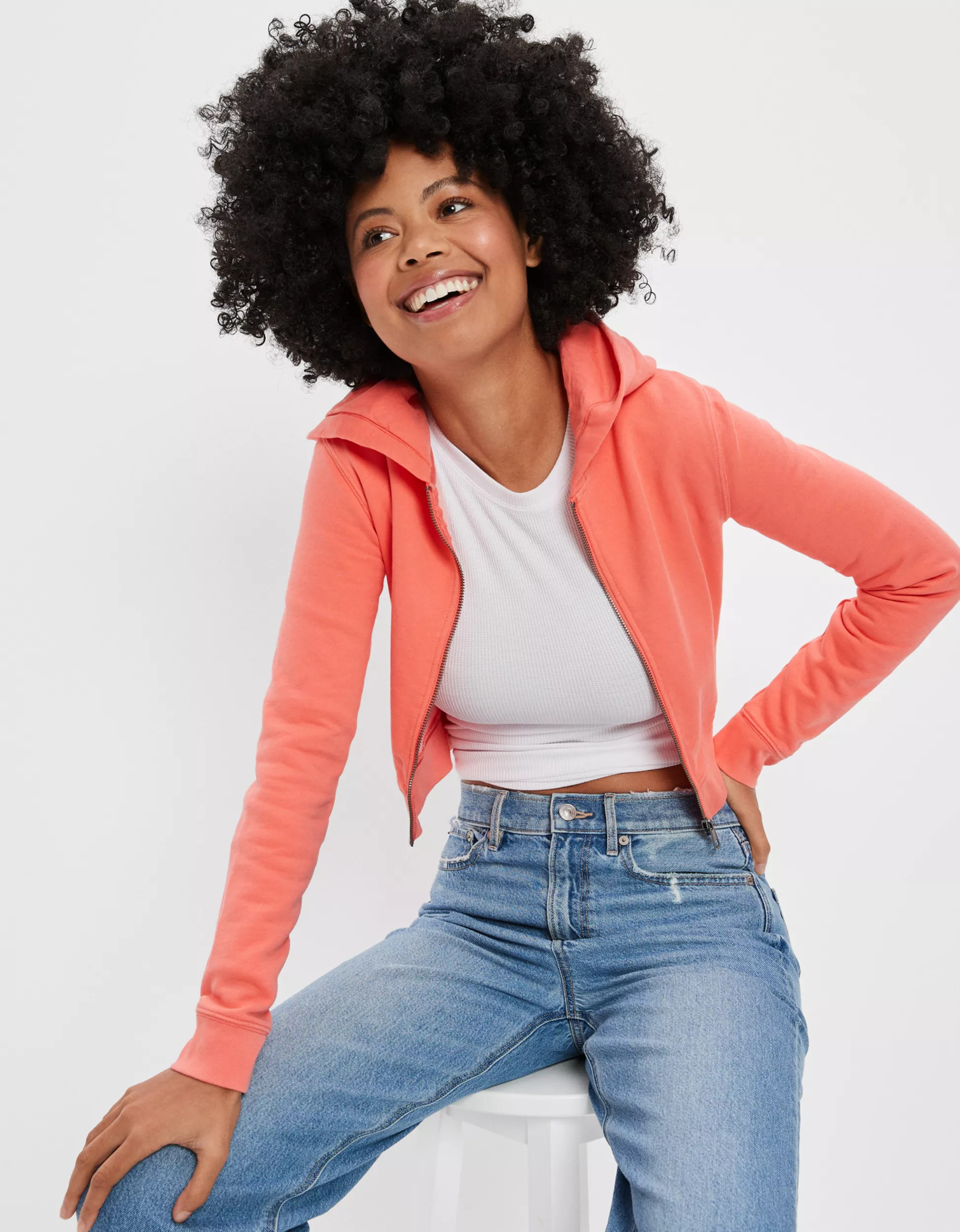AE Cropped Zip-Up Hoodie | American Eagle Outfitters (US & CA)