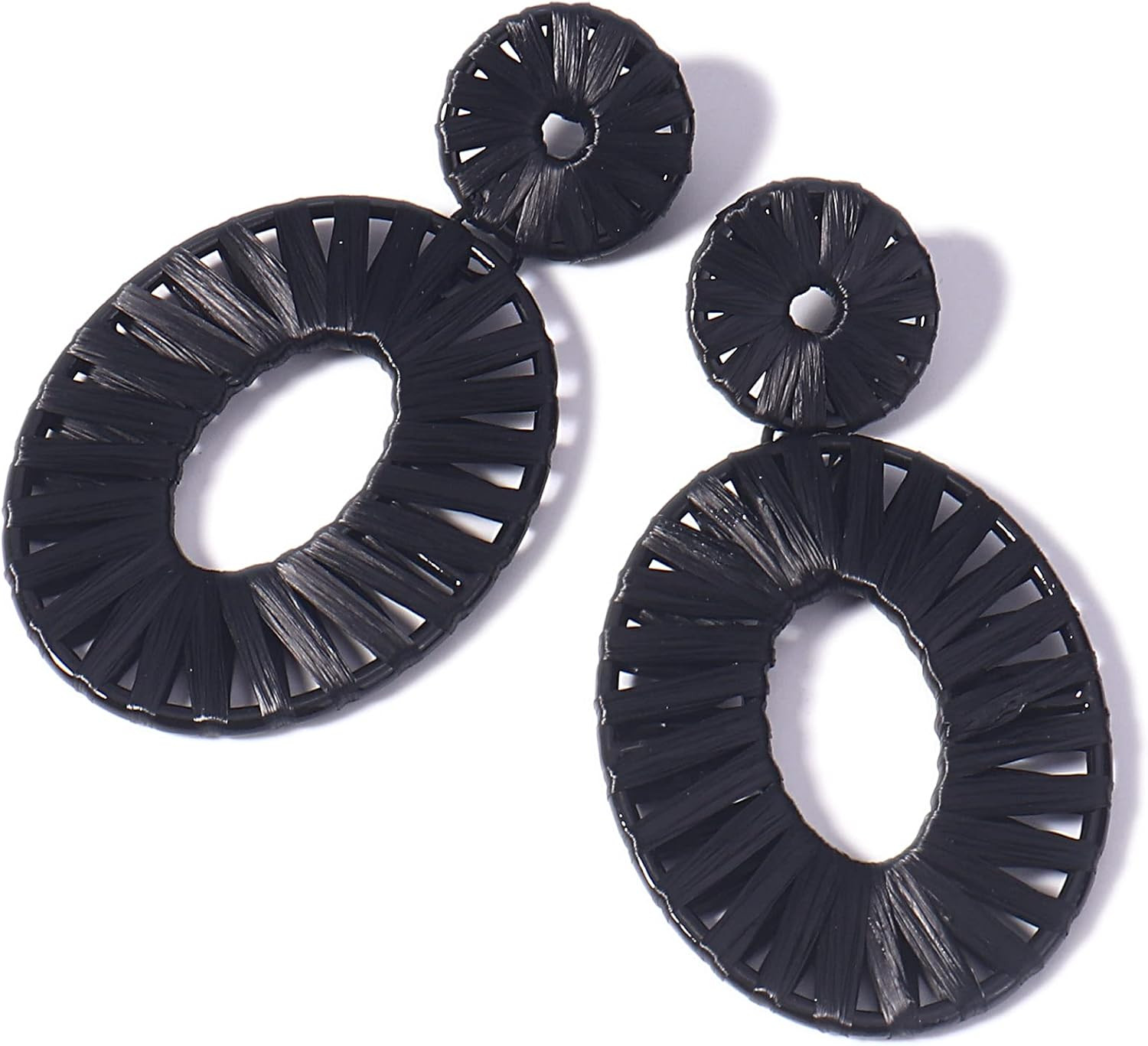 Statement Raffia Earrings Boho Drop Dangle Earrings for Women Handmade Fashion Earring Bohemian G... | Amazon (US)