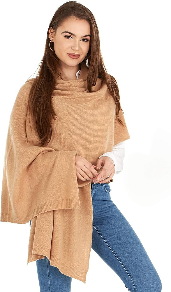 100% Cashmere Knitted Wrap Shawl Extra Large Scarf Stole | Amazon (US)