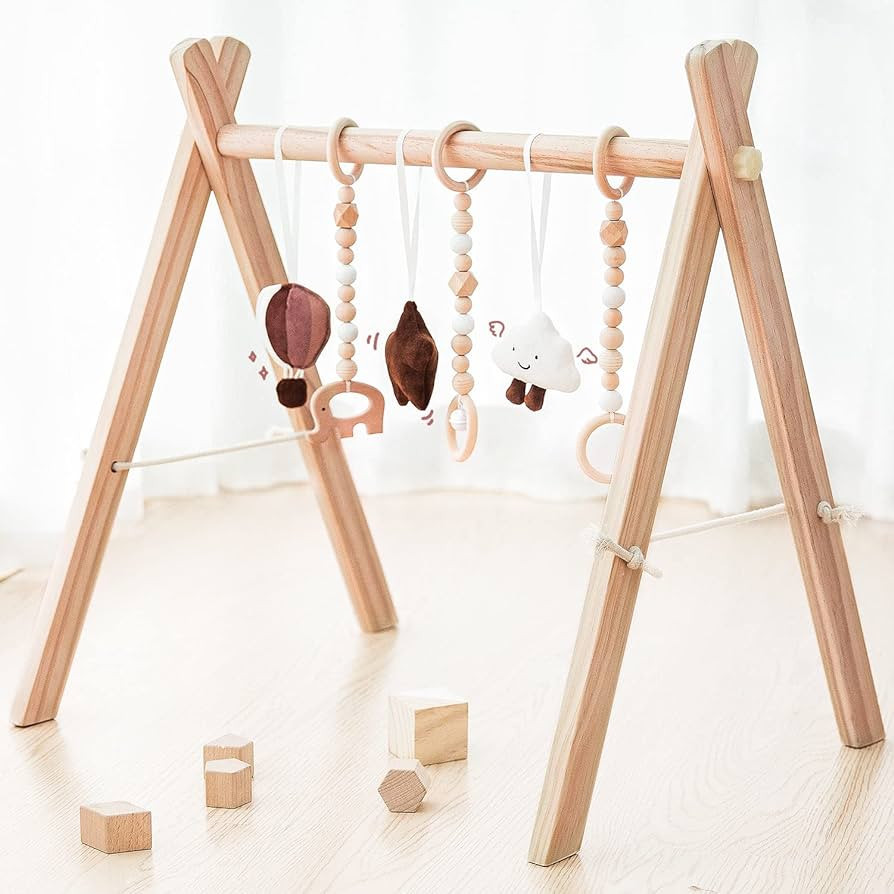 Razee Wooden Baby Play Gym Foldable Baby Gym Portable, Infant Frame Activity Gym Hanging Bar for ... | Amazon (US)